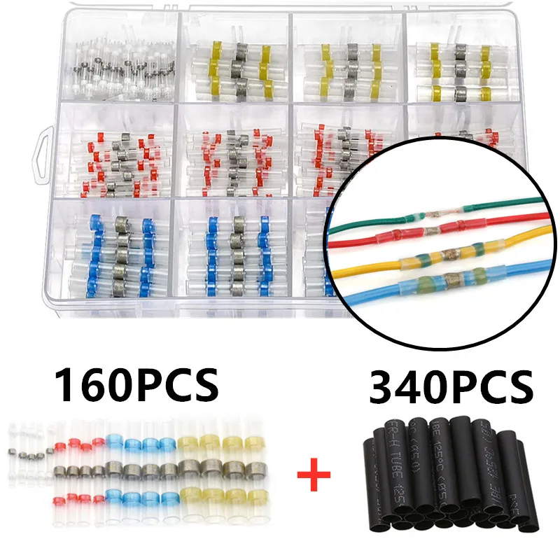 

Комплект соединителей для проводов, водонепроницаемых и изолированных, Термоусадочных стыковых соединителей, 500 шт.