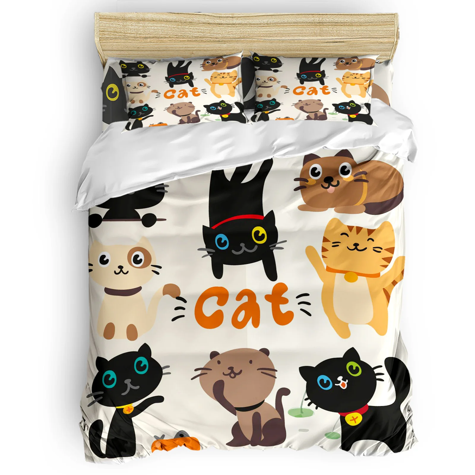 

Милый комплект постельного белья с изображением кошки, Комплект постельного белья для спальни, простыня, наволочка, модный дизайн, комплект...