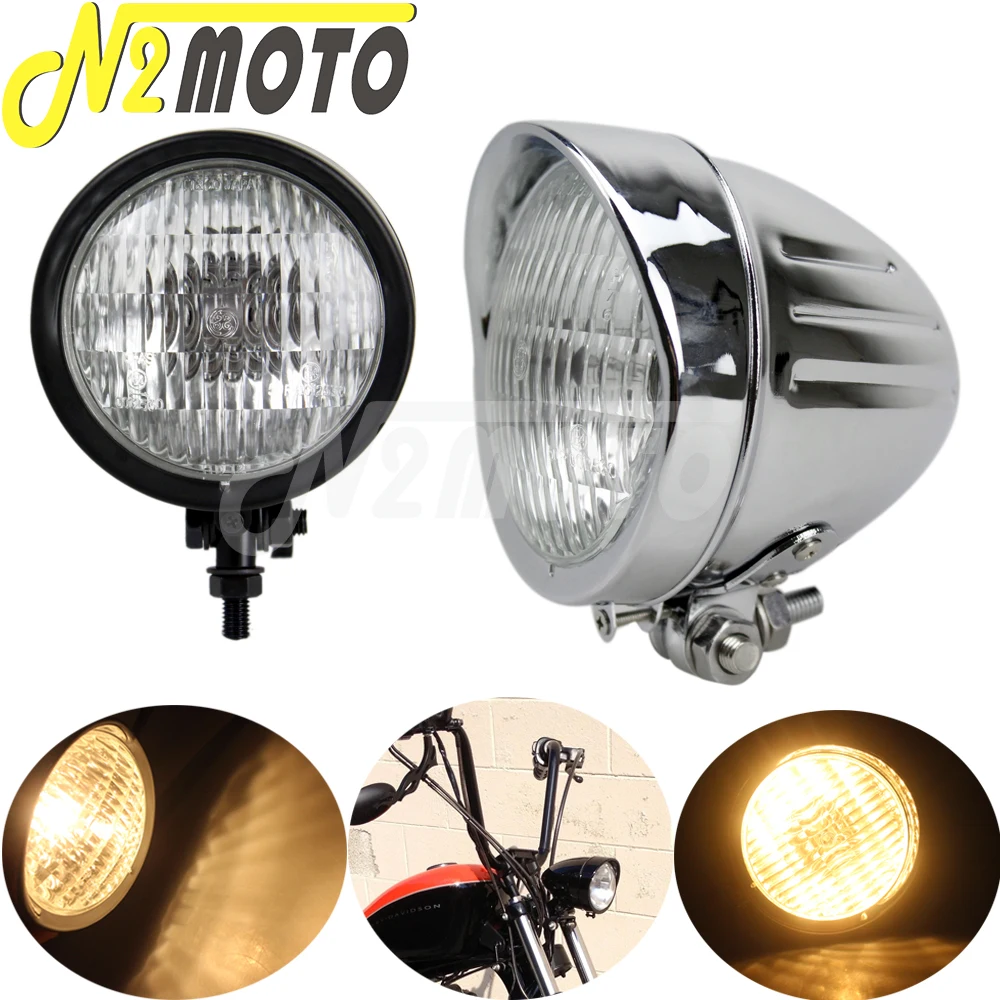 

H4 12V Vintage Motorcycle 4.5 Inch Hi/Lo Beam Front Headlight Head Light Lamp For Harley Dyna Wide Glide FXWG Chopper Cafe Racer