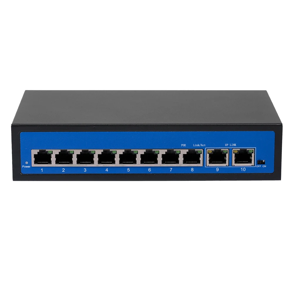 8+2 PoE Switch POE 8 Ethernet Port 2 Uplink 2.0Gbps for IP Camera Wireless Plug and play | Компьютеры и офис