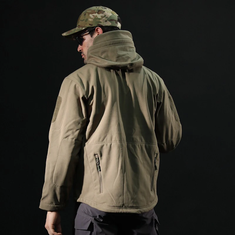 Men Woodland Digital Camouflage Jackets Outdoor Waterproof Windproof Coats Military Warm Fleece Tactical Softshell Jacket