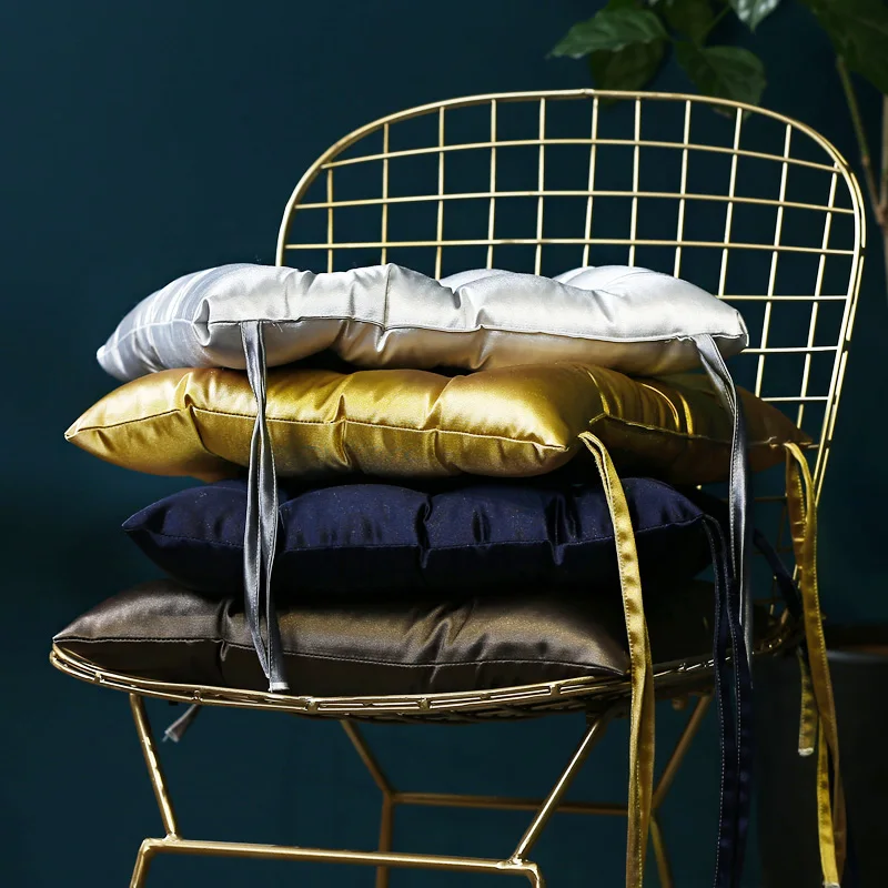 

Cushion Home Decor Office Seat Cushion Nordic Style Luxury Solid Color Golden Silver Satin Sofa Chair Square Pillow Cushion