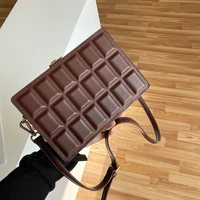 chocolate plaid design high quality box style crossbody bag shoulder bag women fashion clutch bag purses and handbag female bag