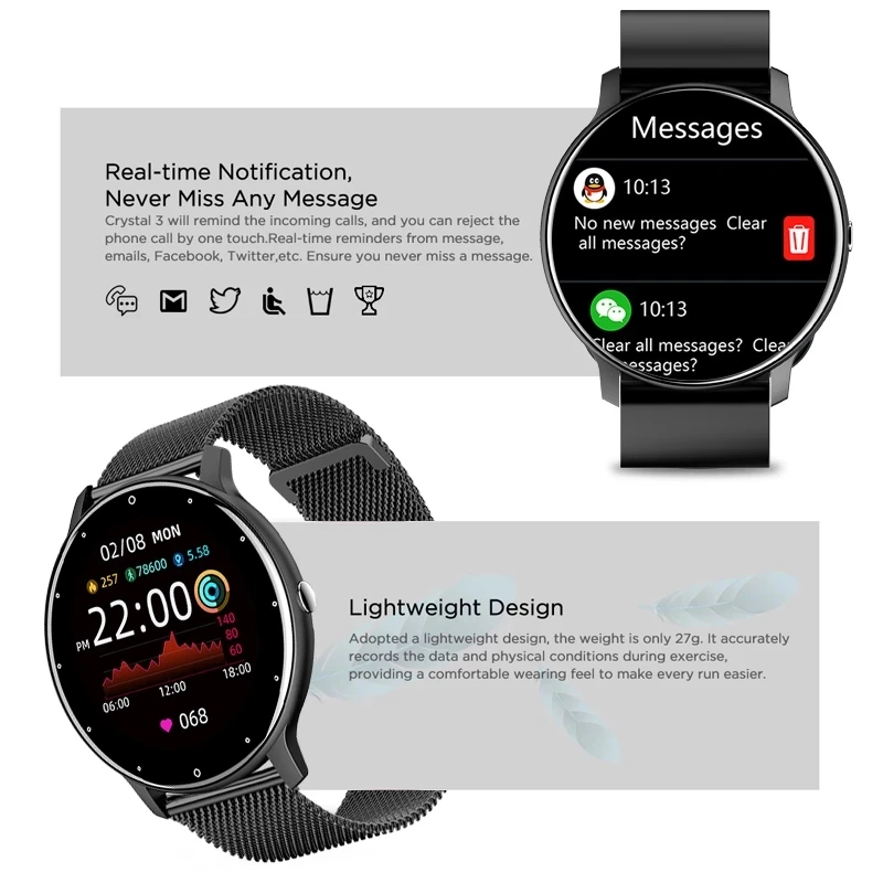 

GEJIAN 2021 Fashion Smart Watch Women Heart Rate Blood Pressure Multifunctional Sports Watches Men Waterproof Smartwatch Ladies