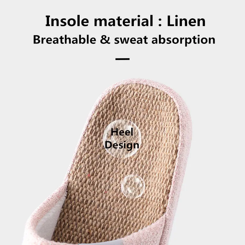 Дышащие льняные тапочки для женщин домашние бесшумные Нескользящие влюбленных