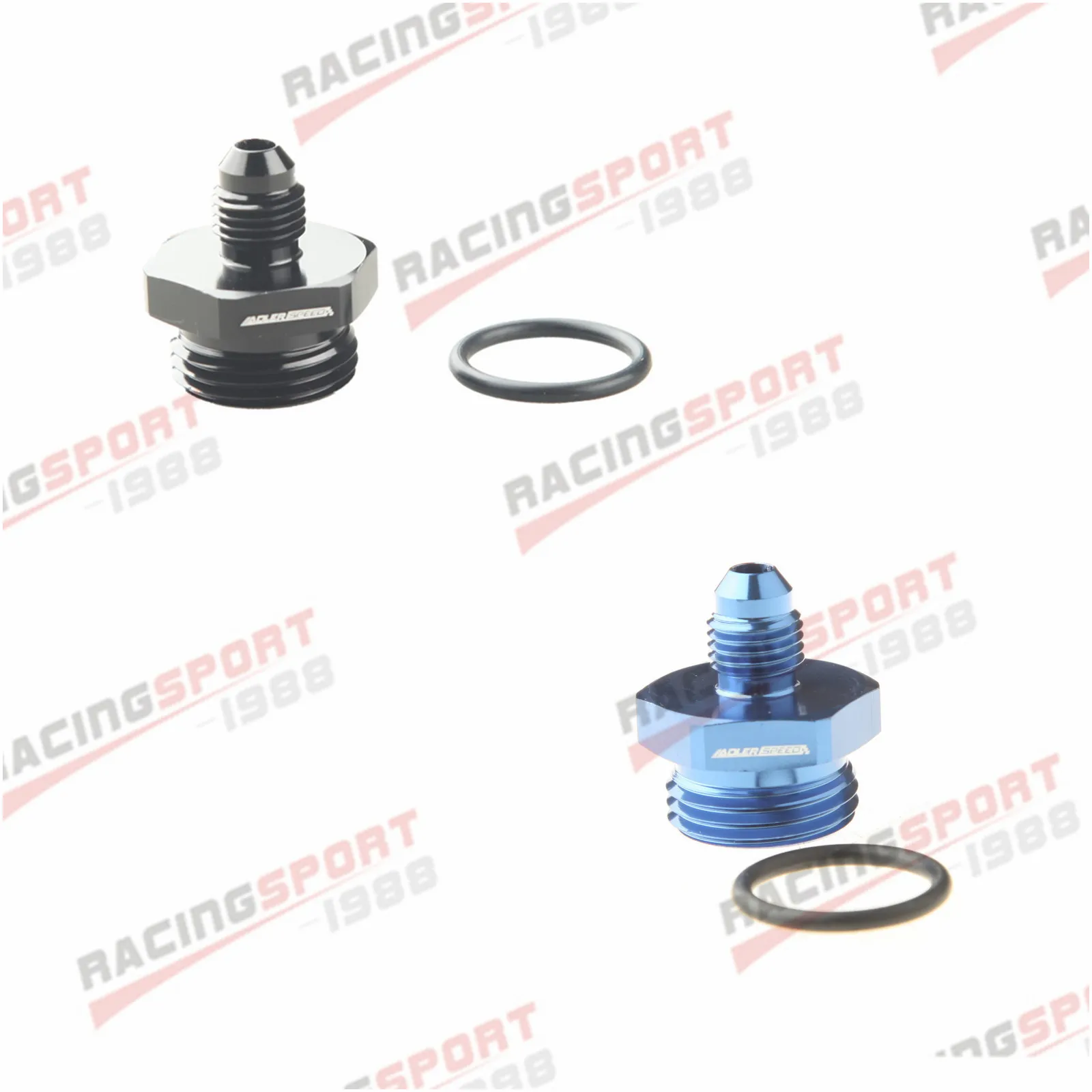 

ADLERSPEED AN4 AN-4 Male Flare To AN6 Straight Cut with O-Ring Fitting Aluminum Black/BLUE