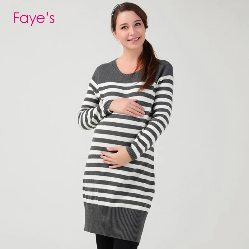 Платья свитера для беременных зимняя одежда женщин 100% хлопок вязаные платья в