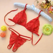 sexy lingerie Erotic Women lingerie set Lace See Through Triangle Cup Bra Open Crotch Briefs Underwe