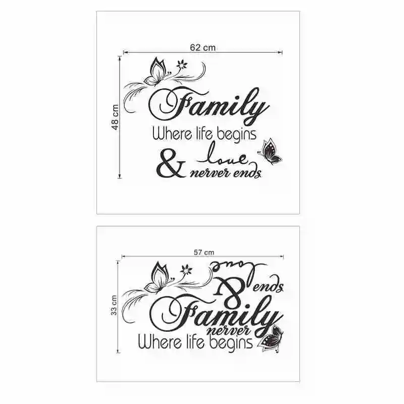 

Family Love Never End Quote Vinyl Butterfly Vines Wall Room Wedding Decal Sticker Words Art Decor Living Wall Lettering Hom T4H7