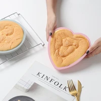 6 inch high quality silicone baking plate cake mold heart and round mousse bread mould tray pan tool pink and blue