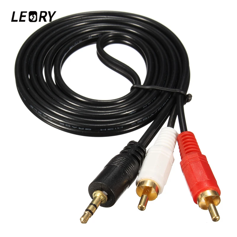 LEORY 3 5 мм Джек к 2 RCA аудио кабели 1 м штекер позолоченный коаксиальный Aux кабель для