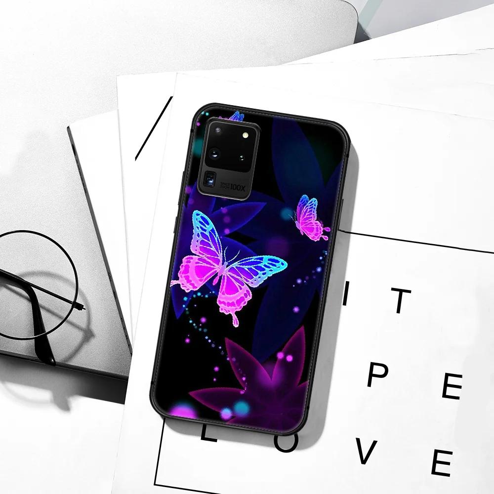 

Beauty Butterfly Colorful Art Phone Case For Samsung Galaxy S Note 6 7 8 9 10 E 20 UITRA FE 21 Plus Edge black Waterproof Trend