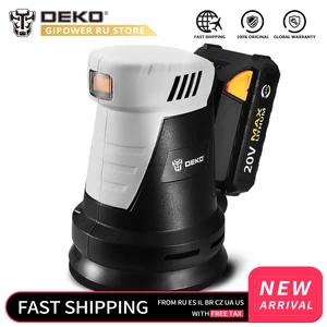 Электрический шлифовальный станок DEKO DKSD20Q2, беспроводная орбитальная шлифовальная машина с литиевой батареей, 20 в пост. Тока, 15 шт. наждачной бумаги и гибридной пыли