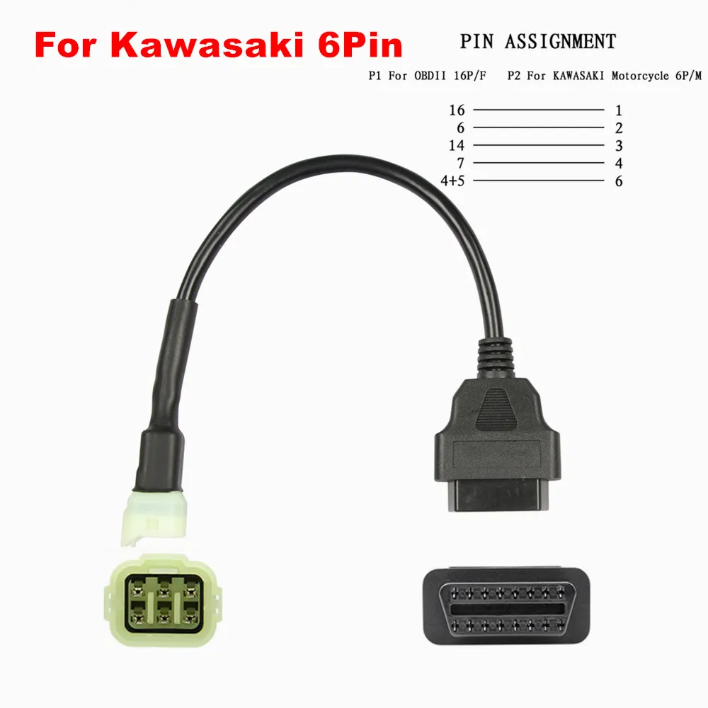 OBD2 16-контактные кабели двигателя для Kawasaki 6Pin для SUZUKI 6Pin для BENELLI 6-контактный до 16-контактный адаптер для мотоцикла OBD2