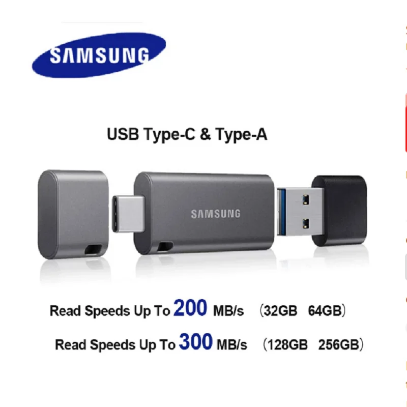 Флеш-накопитель Samsung DUO Plus USB 3 1 32 ГБ 64 128 256 металлическая карта памяти Type-C флешка