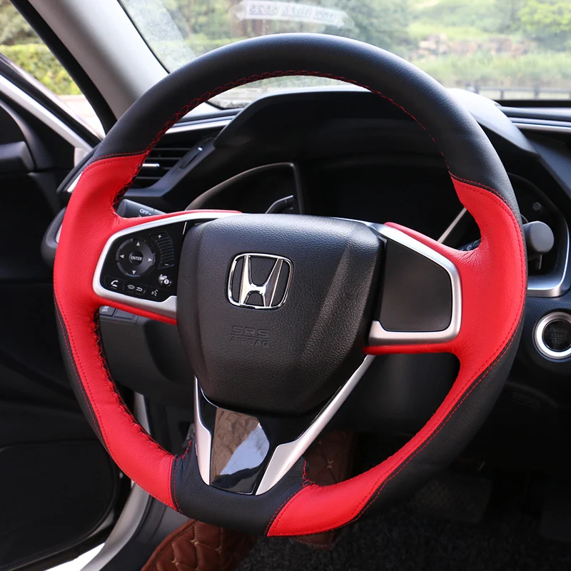 Lsrtw2017 авто-Стайлинг капота кожаное рулевое колесо Крышка для honda civic 10th civic