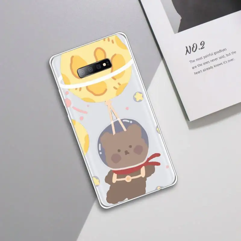 

Cute Cartoon Astronaut Planet Phone Case Transparent For Samsung Galaxy A 71 21s S note 8 9 10 plus 20 ultra