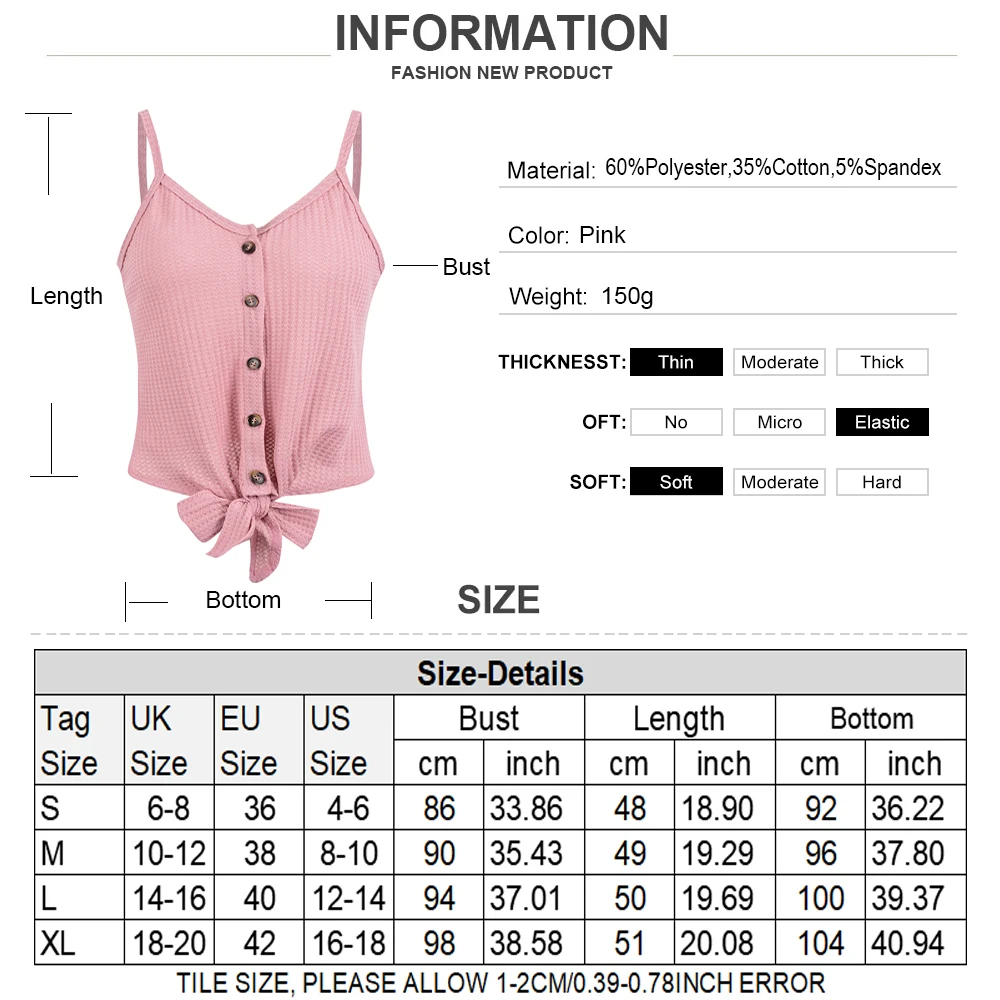 

Sexy Off Shoulder Straps Vest Summer Sleeveless Knit V neck Tank Tops Women Button Tie Knot Tops Fmeale Casual Solid T shirt D30