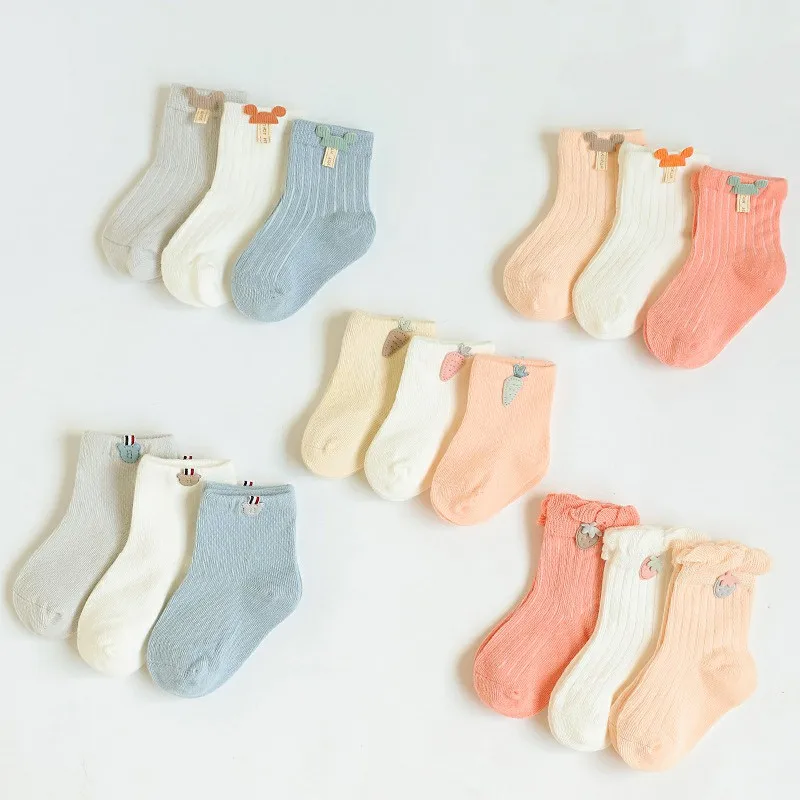 

3 Pairs/Lot Baby Socks Boneless Suture Loose Mouth Socks Children Cartoon Socks Baby Newborn Socks Infant Cotton Socks