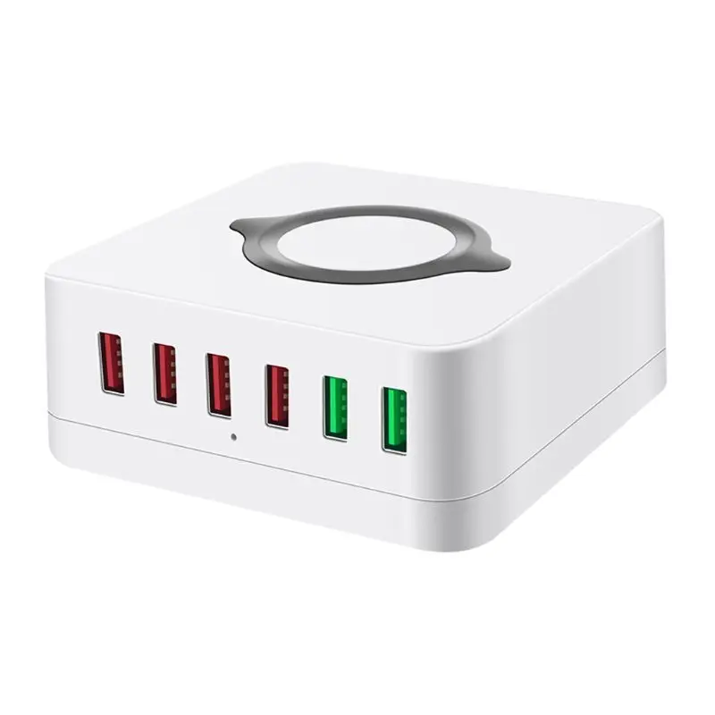 

6 Port USB Charger HUB Qi Wireless Charger Dual Quick Charge QC3.0 Fast Charging Station for Mobile Phone Tablet