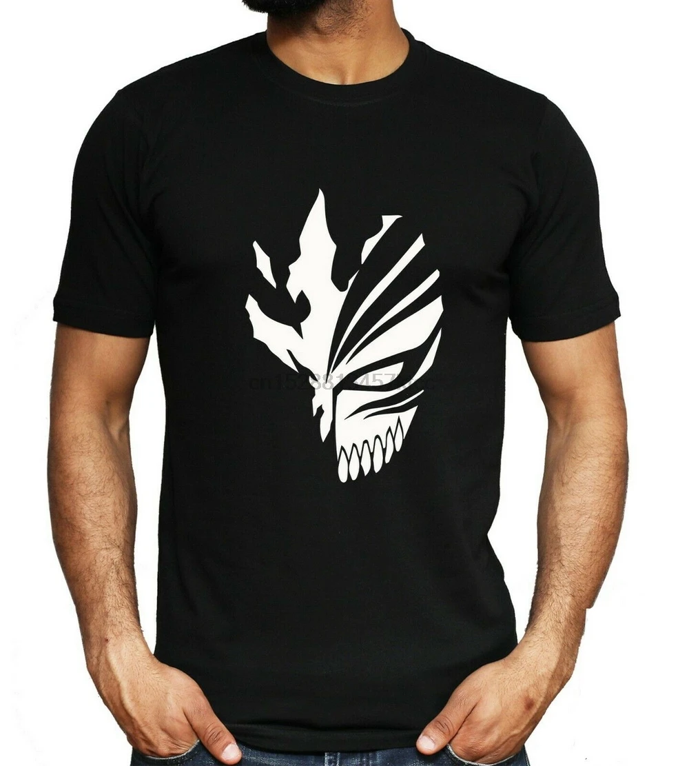 Футболка с отбеливающей ажурной маской Ичиго Банкай аниме косплей черный топ