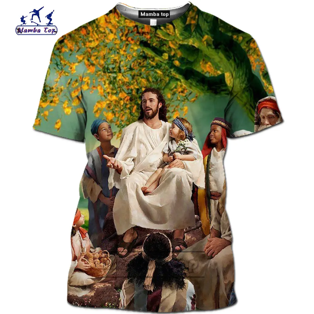 Рубашка Mamba Мужская с 3D принтом Иисуса Бога топ изображением Христа модная