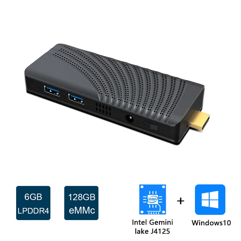 Gemini Windows 10 Intel Celeron J4125 портативный мини ПК флешка LPDDR4 6 ГБ 128 1000 м LAN Bluetooth 4K офисный