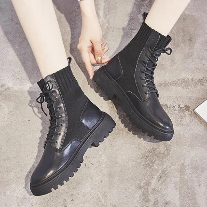

2019 fashion New Breathable Boots Women Summer Low-heeled Flat boots Woman Elastic thin boots Female Leisure Socks boots y153