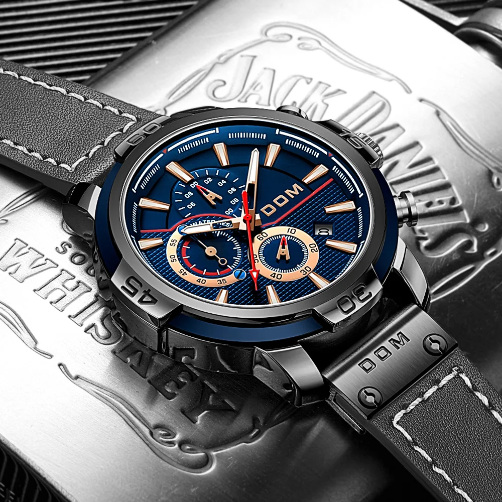 Мужские модные часы DOM 2020 в спортивном стиле для плавания водонепроницаемые с