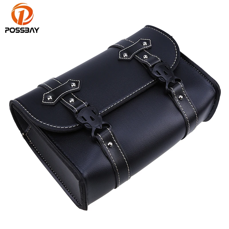 

POSSBAY Universal Bicycle Motorcycle Saddle PU Leather Bag Storage Tool Pouch For Harley Touring Cruiser Saddlebag Backpack Bags