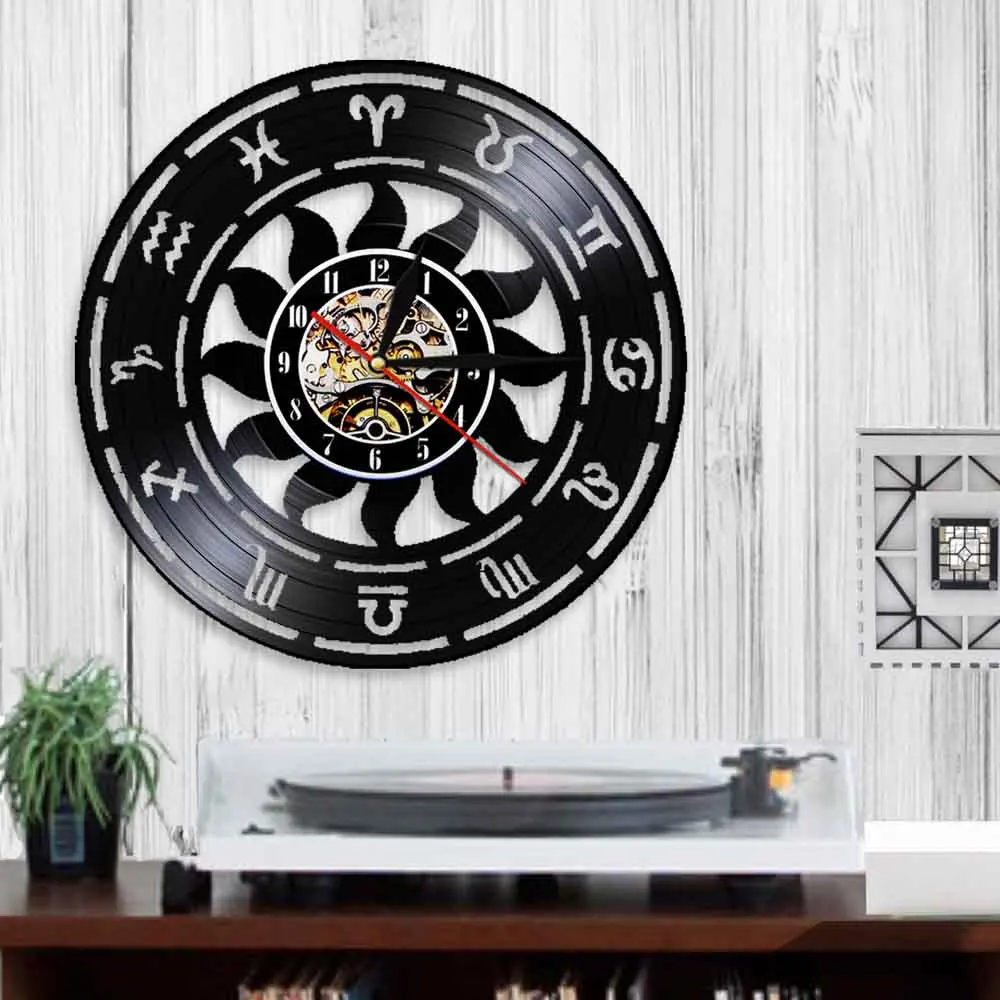 Виниловые настенные часы со знаками Зодиака современный дизайн 3D кухонные