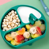 baby plates suction cup tableware set silica gel learning to eat training spoon split plate anti fall auxiliary food bowls solid