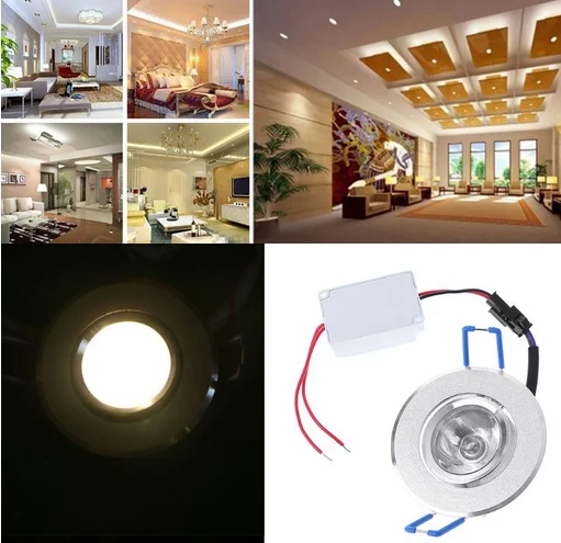 1 Вт 3 Мини Высокая мощность встраиваемые светодиодные светильники AC85v 260 v 110 330LM со