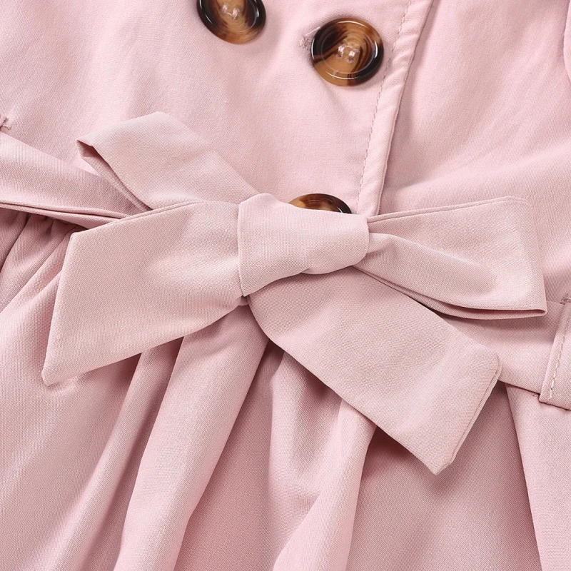 

Casual Spring/Autumn Girls Coat Lapel Sleeveless Long Section Trench Cotton Double-breasted Lace Up Jackets Children Clothing