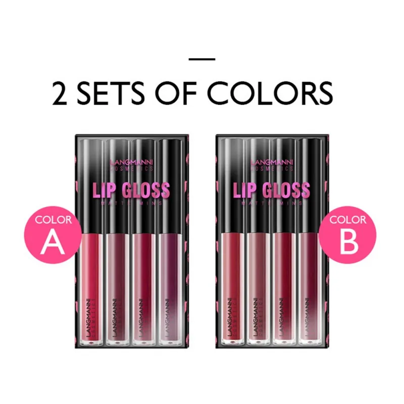 4 шт. сексуальная матовая губная помада бархатный блеск для губ набор не Цветущая