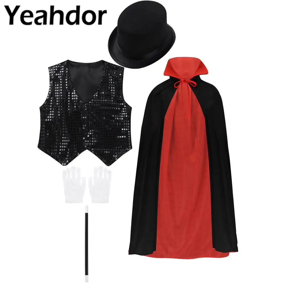 Детский костюм Магика для косплея жилет накидка шапка перчатки с волшебной