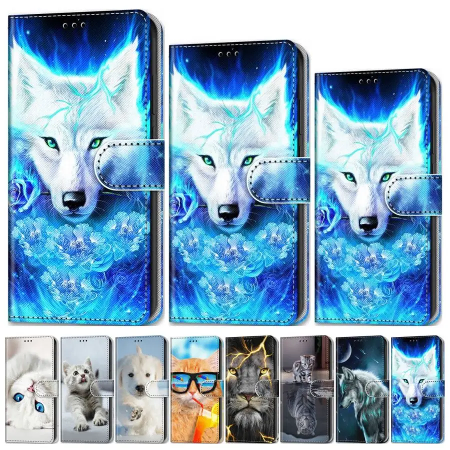 Чехол-книжка для Xiaomi CC9 Pro 9SE 9T 9 Lite A3 Redmi Note 8T 8 с изображением Льва волка | Мобильные