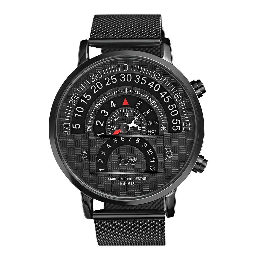 

Fashion Outdoor Sport Compass Watch Men Binary Led Digital Watches Men Black Mesh Band Wristwatches Montre Homme Reloj Hombre