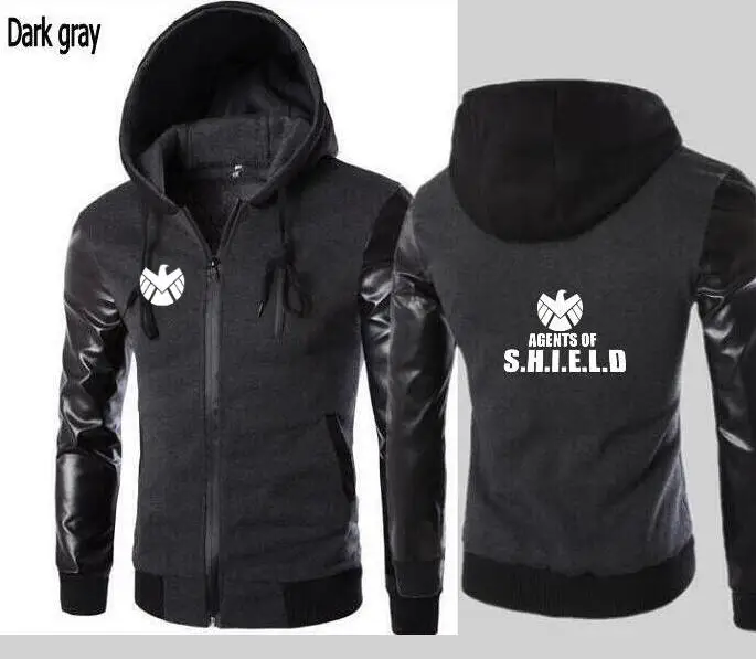 Мужская куртка с капюшоном s.h.i.e.l.d кожаная дизайнерская повседневная мужская