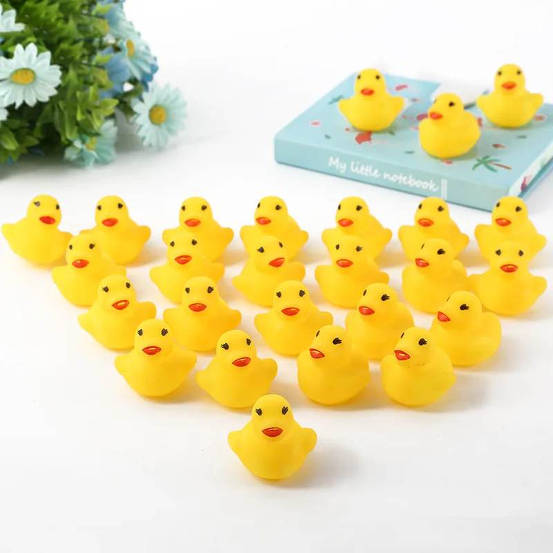 

100pcs/lot Squeaky Rubber Duck Duckie Bath Toys Baby Shower Water Toys for baby Children Birthday Favors Gift