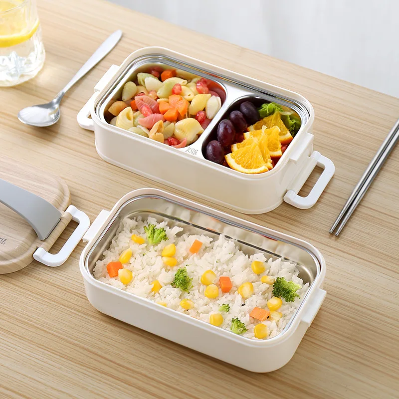 

Portable Insulated Lunch Box Keep warmLeak-proof Single-layer Freestanding Lattice Bento Box for Student Children's Food Box