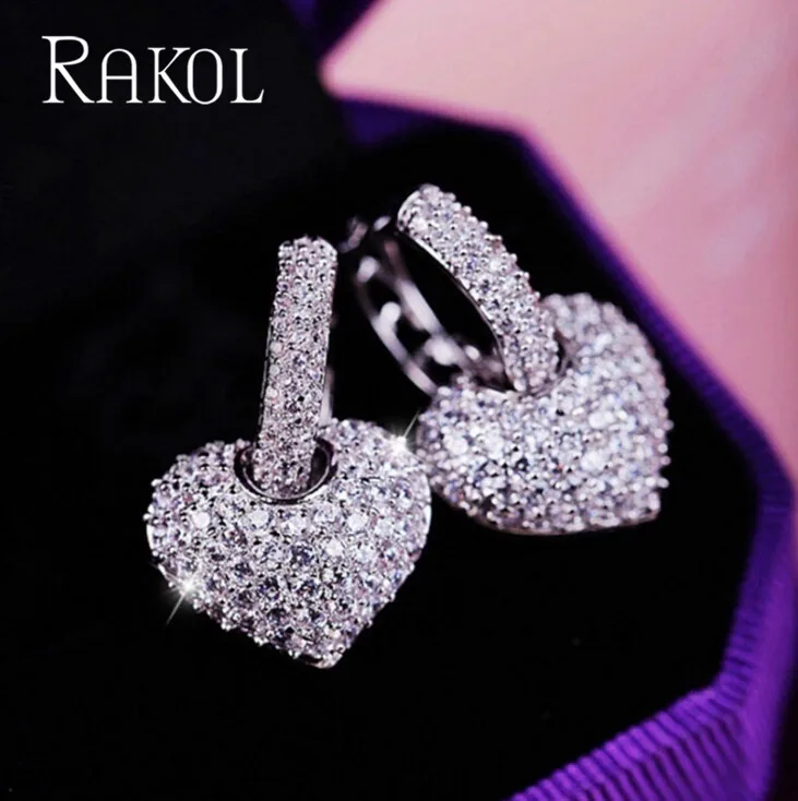 White 4 RAKOL queen AAA циркония кристалл белый цвет маленькие милые серьги-кольца для женщин Роскошные свадебные украшения подарок на день рождения RE0599K - Окраска металла: White 4