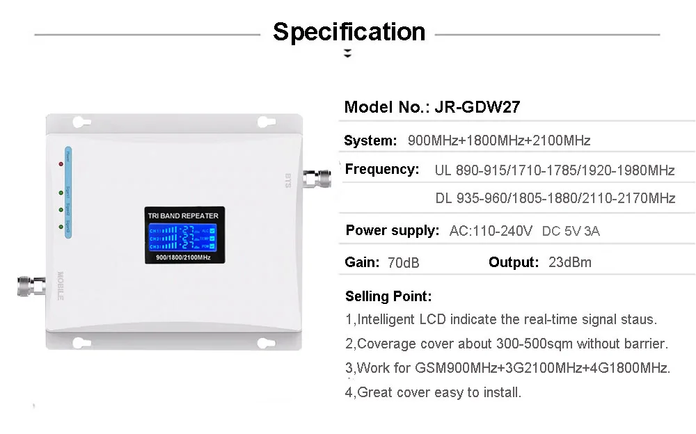2G 3G 4G трехдиапазонный усилитель сотового сигнала GSM900 4G DCS/LTE1800 3g WCDMA2100mhz усилитель сигнала сотового телефона Мобильный gsm ретранслятор