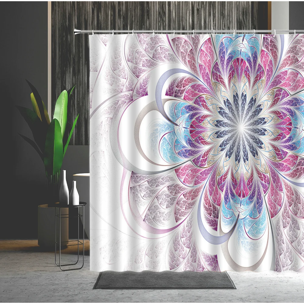 

Simple Style Bathe Curtain Flowers Printed Pattern Bath Screen Bathtub Decor Home Waterproof Shower Curtain Multiple Size