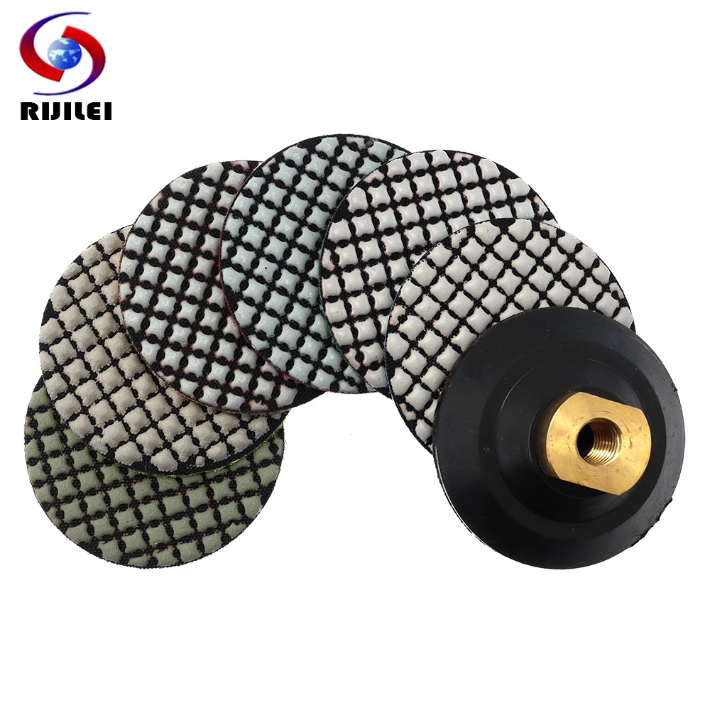 6 Pcs 3 Inch Dry Diamond Polishing Pad Premium Sharp Flexible Grinding Wheels For Granite Marble Stone Wall Sanding Disc