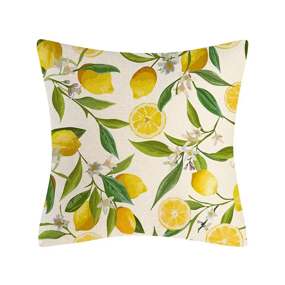 Современная модная хлопковая льняная Подушка с лимонным рисунком чехол для