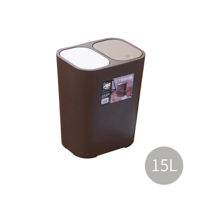 Baffect 15L мусорное ведро кухня гостиная сухая и влажная разделительная мусорная банка пластиковые отходы Ведерко для мусора кухня компост Caddy - Цвет: Dark coffee color