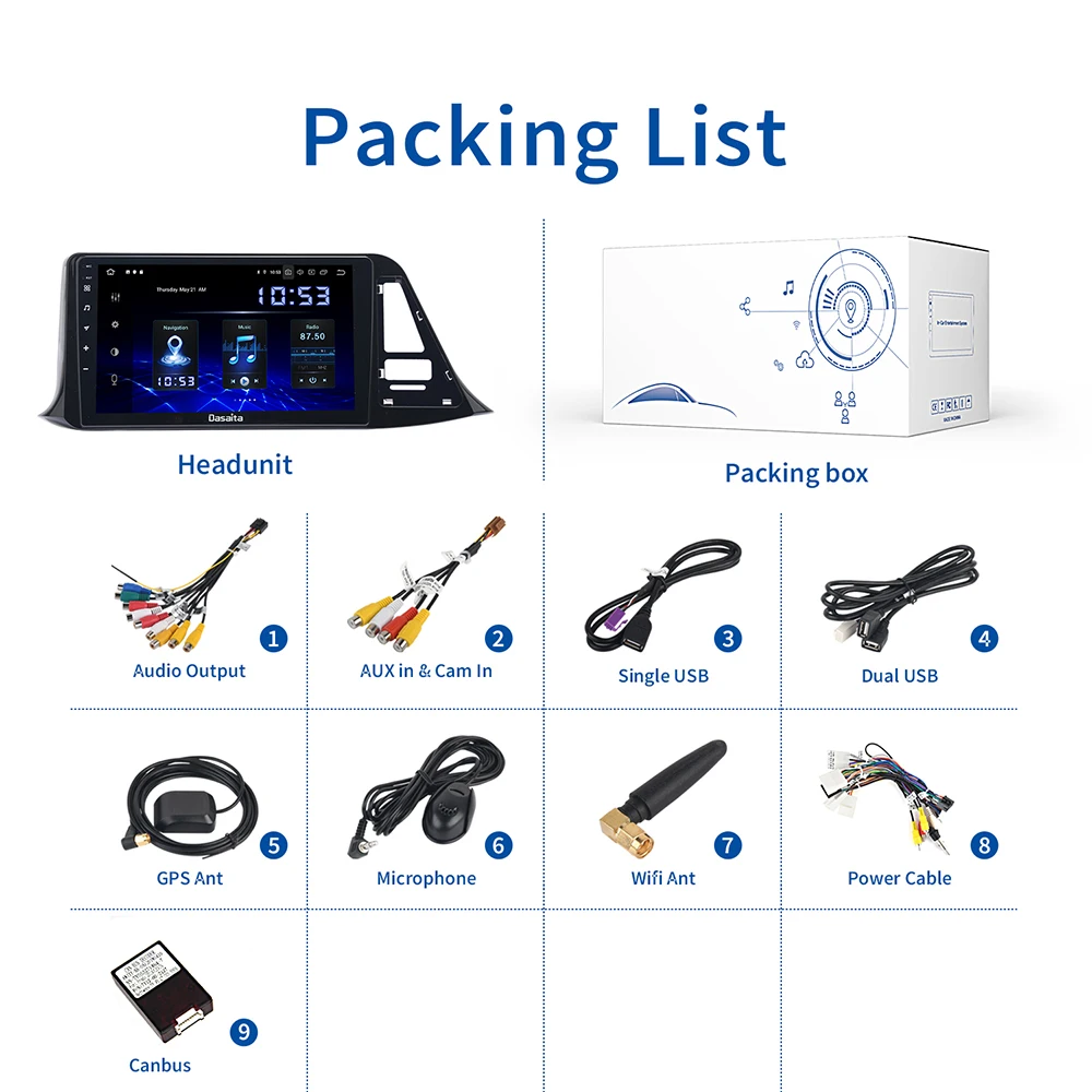 

Dasaita 2 din Carplay 10 TDA7850 Car DVD multimedia for Toyota CHR 2006 2007 2008 GPS Stereo Radio PC Touch Screen