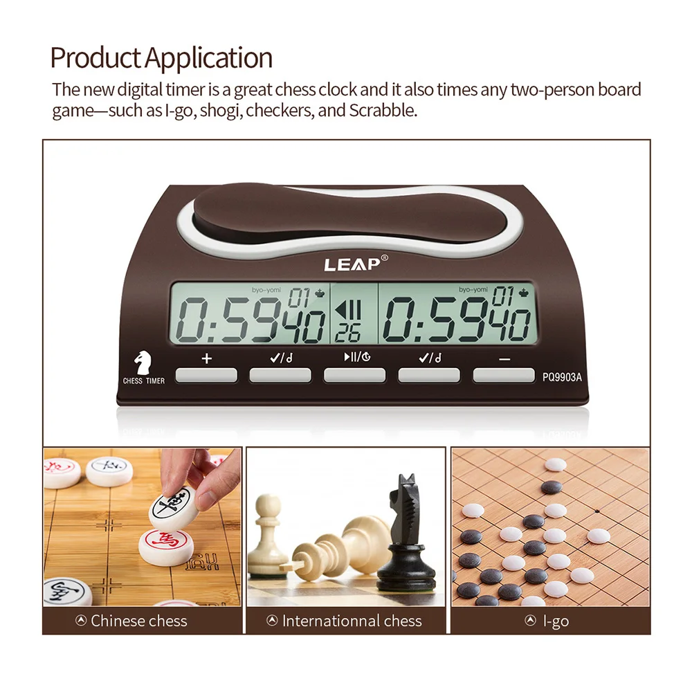 

LEAP PQ9903A Multifunction Digital Chess Clock Wei Chi Count Up Chess Alarm Timer Clock Chess Timer for Games