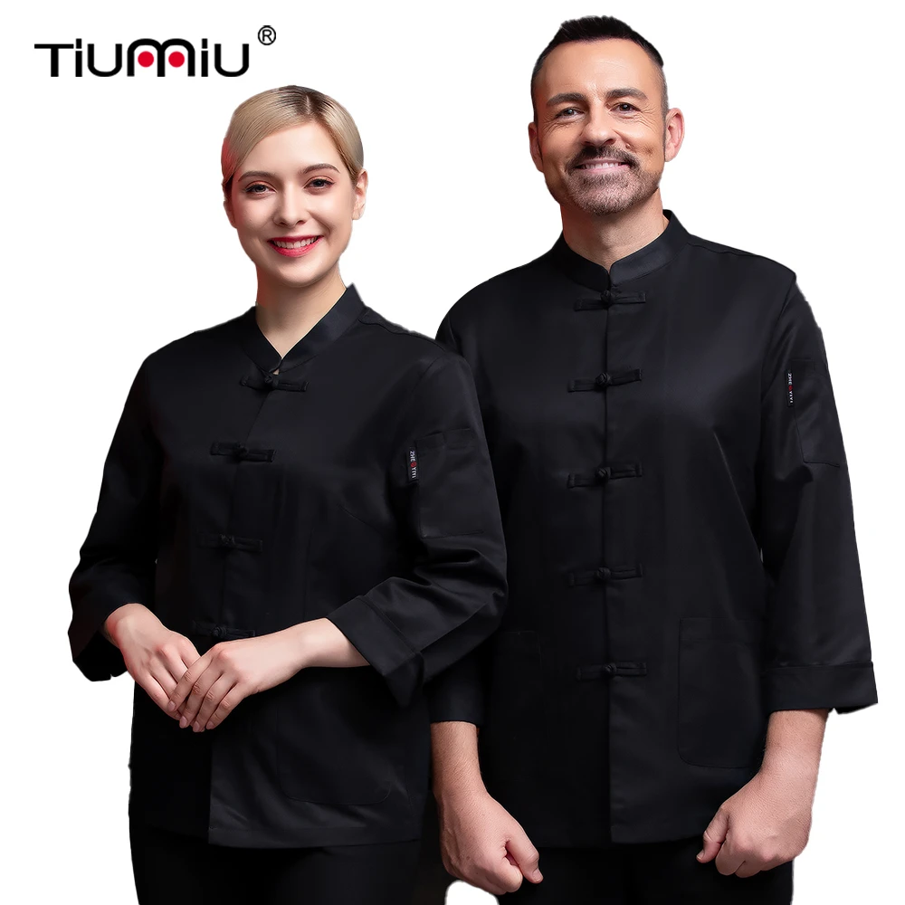Одежда в китайском стиле на пуговицах униформа шеф повара с длинным рукавом